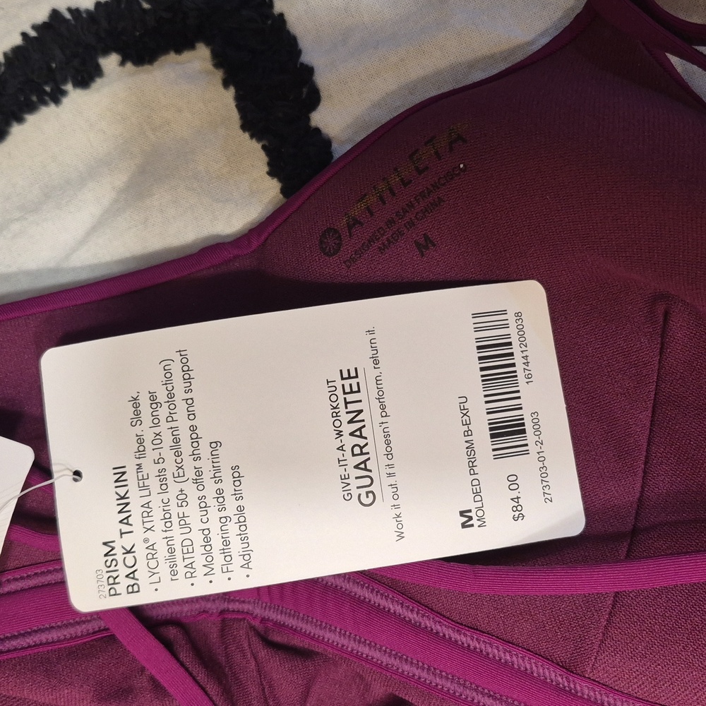 NWT Athleta Exotic Fuchsia Molded Prism Back Tankini Top Quick Dry - Picture 6 of 8